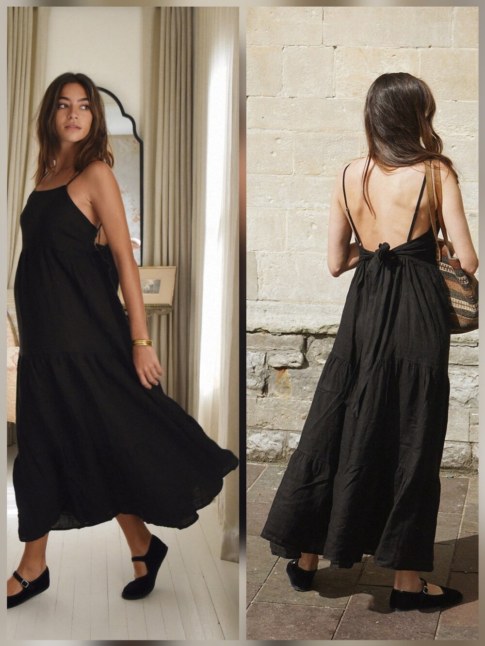 Beachwood Alma Dress Noir Black One Size Linen NWT - Picture 2 of 8